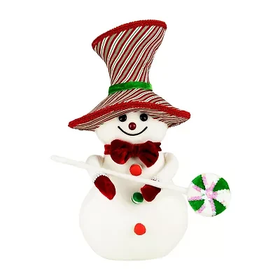 Northlight Snowman With Sequin Lollipop And Striped Hat - 15in Christmas Tabletop Decor