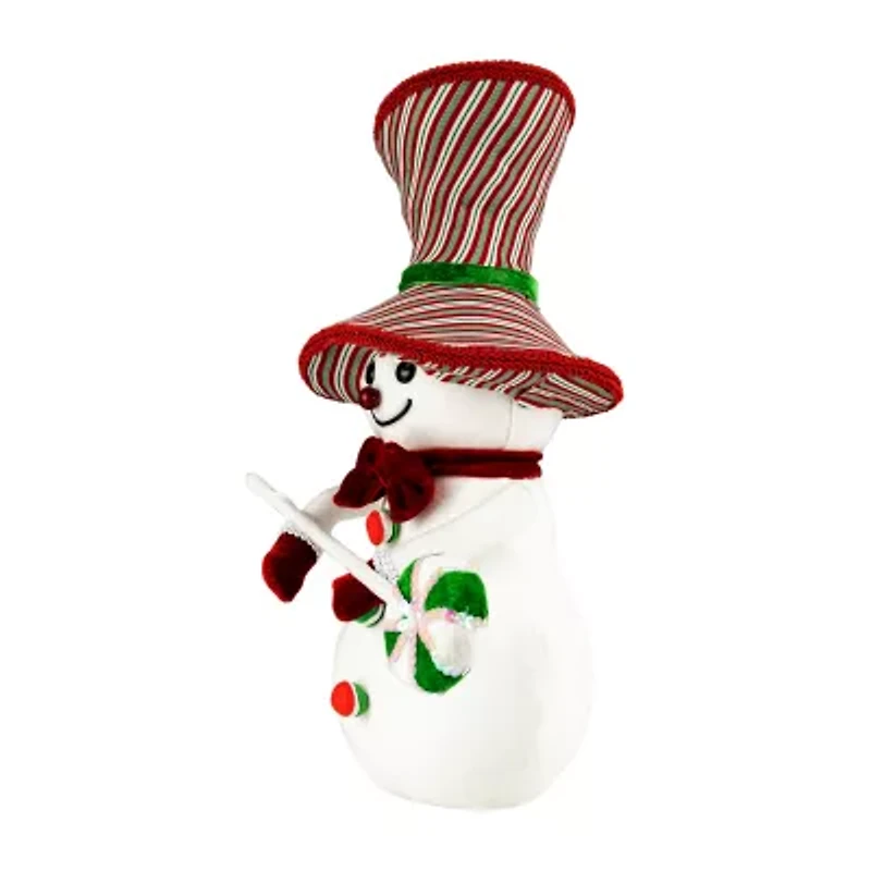 Northlight Snowman With Sequin Lollipop And Striped Hat - 15in Christmas Tabletop Decor