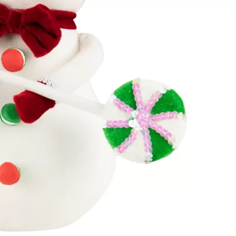 Northlight Snowman With Sequin Lollipop And Striped Hat - 15in Christmas Tabletop Decor