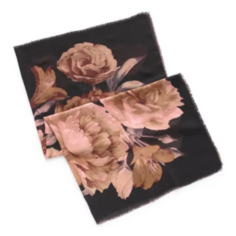 Collection Xiix Painterly Blooms Gauze Square Floral Square Scarf