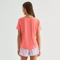 Sleep Chic Womens Crew Neck Short Sleeve Pajama Top