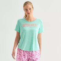 Sleep Chic Womens Crew Neck Short Sleeve Pajama Top