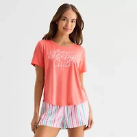 Sleep Chic Womens Crew Neck Short Sleeve Pajama Top