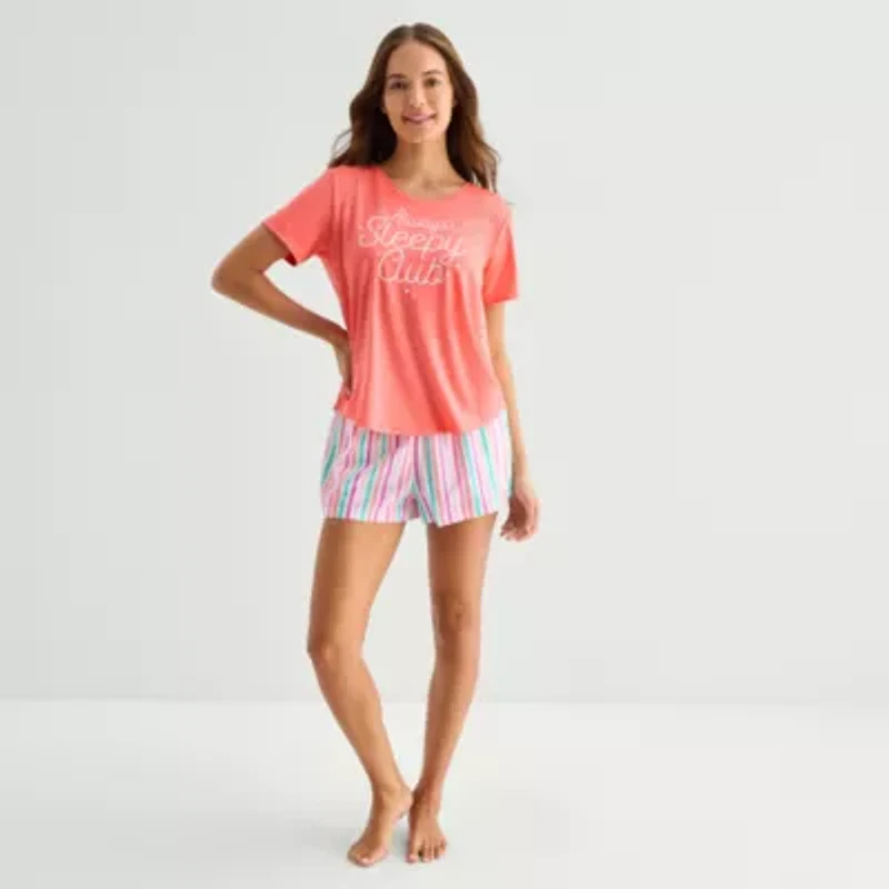 Sleep Chic Womens Crew Neck Short Sleeve Pajama Top