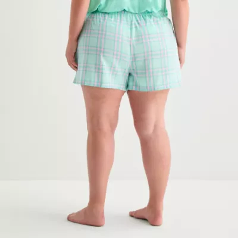 Sleep Chic Womens Poplin Plus Pajama Shorts