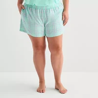 Sleep Chic Womens Poplin Plus Pajama Shorts