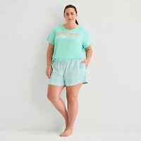 Sleep Chic Womens Poplin Plus Pajama Shorts