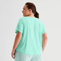 Sleep Chic Womens Crew Neck Short Sleeve Plus Pajama Top