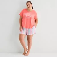 Sleep Chic Womens Crew Neck Short Sleeve Plus Pajama Top