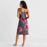 Ambrielle Womens Satin V Neck Sleeveless Nightgown