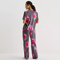 Ambrielle Womens Satin Short Sleeve 2-pc. Pajama Sets