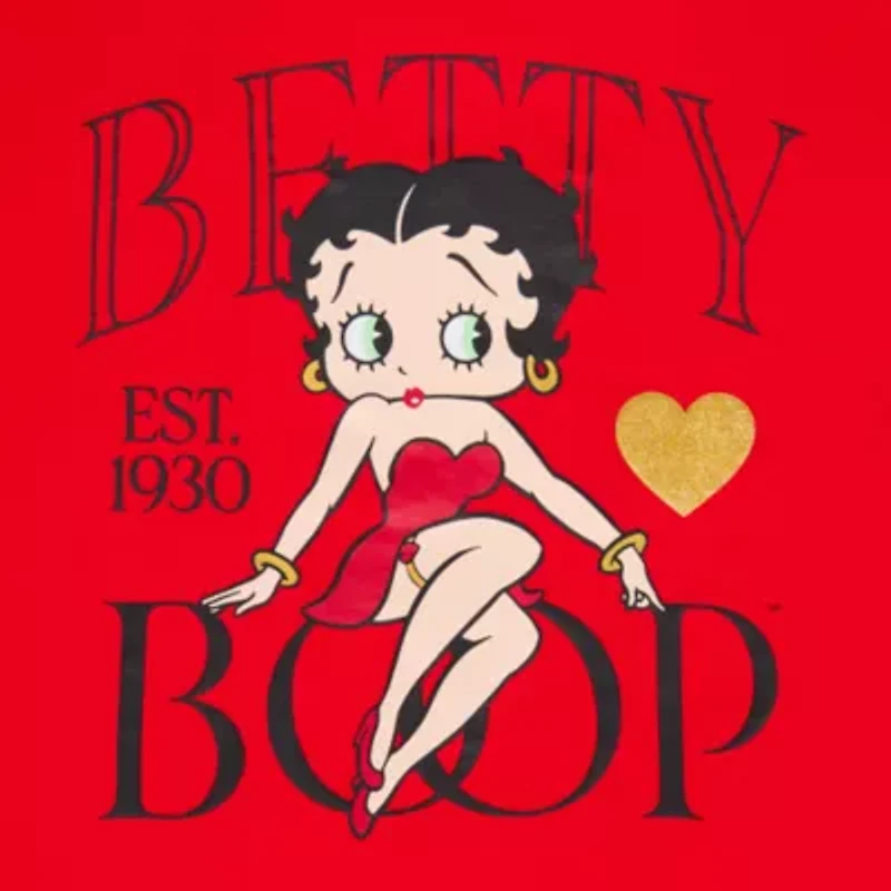 Womens Juniors Crew Neck Long Sleeve Betty Boop Sweatshirt