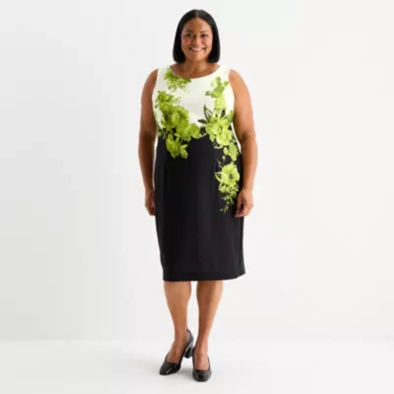 Maya Brooke Womens Plus Floral Jacket Dress