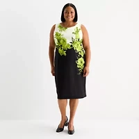 Maya Brooke Womens Plus Floral Jacket Dress