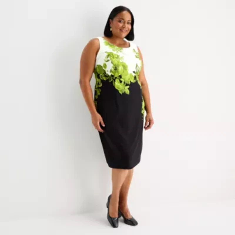 Maya Brooke Womens Plus Floral Jacket Dress