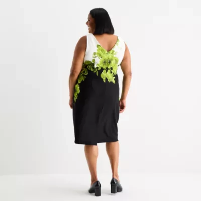 Maya Brooke Womens Plus Floral Jacket Dress