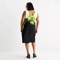 Maya Brooke Womens Plus Floral Jacket Dress