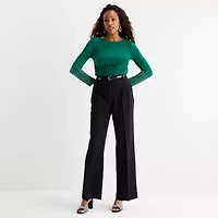 MSK Womens Round Neck Long Sleeve Embellished Blouse