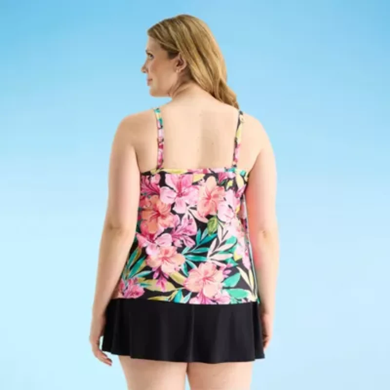 Sonnet Shores Womens Floral Plus Tankini Swimsuit Top