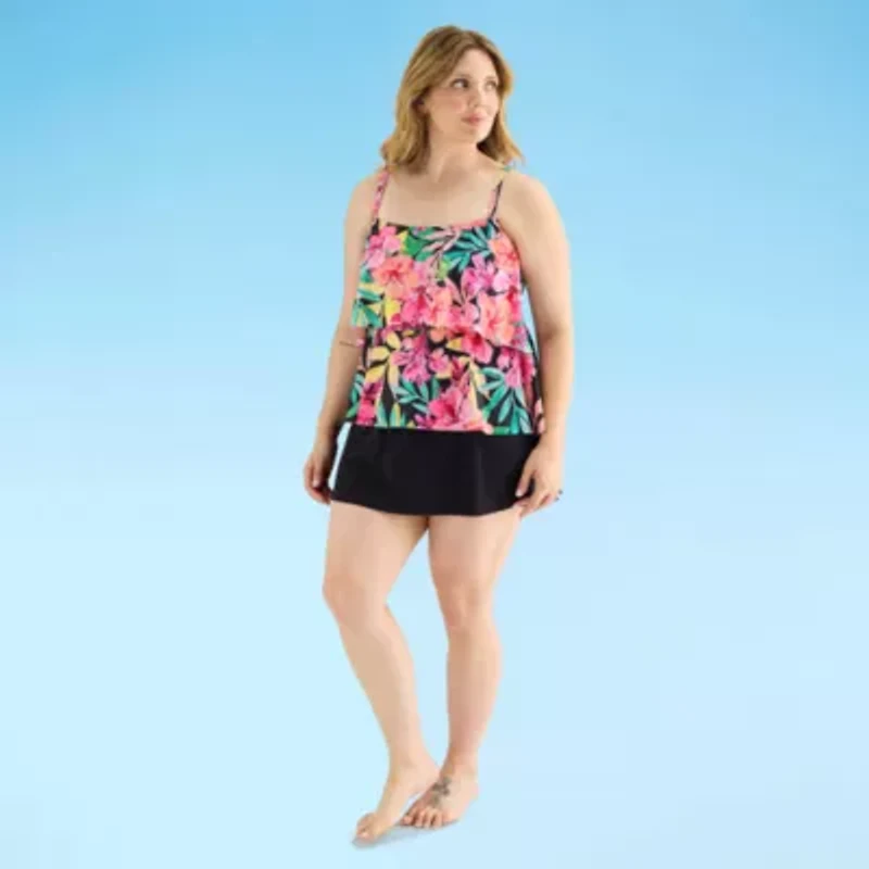 Sonnet Shores Womens Floral Plus Tankini Swimsuit Top