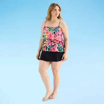 Sonnet Shores Womens Floral Plus Tankini Swimsuit Top