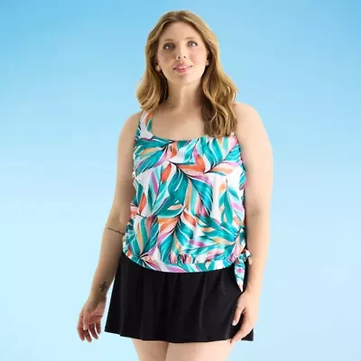 Sonnet Shores Womens Leaf Plus Tankini Swimsuit Top