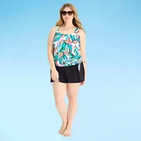 Sonnet Shores Womens Leaf Plus Tankini Swimsuit Top