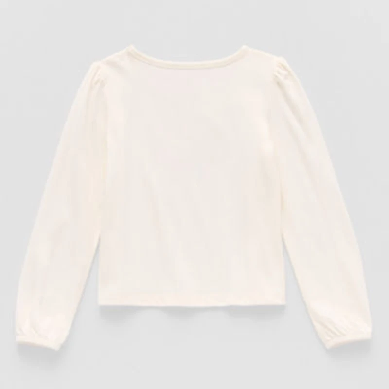 Thereabouts Little Girls Round Neck Long Sleeve Regular Fit Graphic T-Shirt