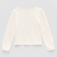 Thereabouts Little Girls Round Neck Long Sleeve Regular Fit Graphic T-Shirt