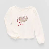 Thereabouts Little Girls Round Neck Long Sleeve Regular Fit Graphic T-Shirt