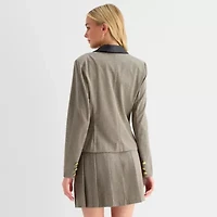 by&by Womens Plaid Fitted Juniors Blazer