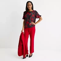 Liz Claiborne Womens Crew Neck Short Sleeve Blouse