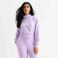 Xersion Womens Classic French Terry Long Sleeve Mock Neck Top