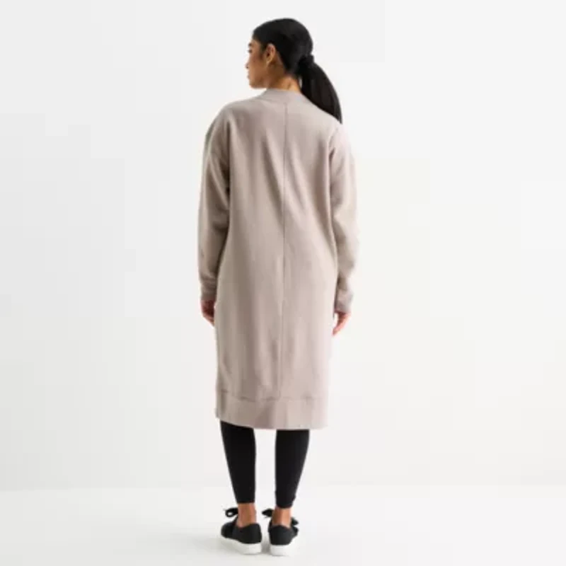 Xersion Super Soft Fleece Womens Oversized Long Sleeve Layered Sweater