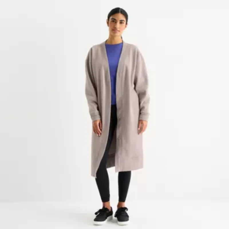 Xersion Super Soft Fleece Womens Oversized Long Sleeve Layered Sweater