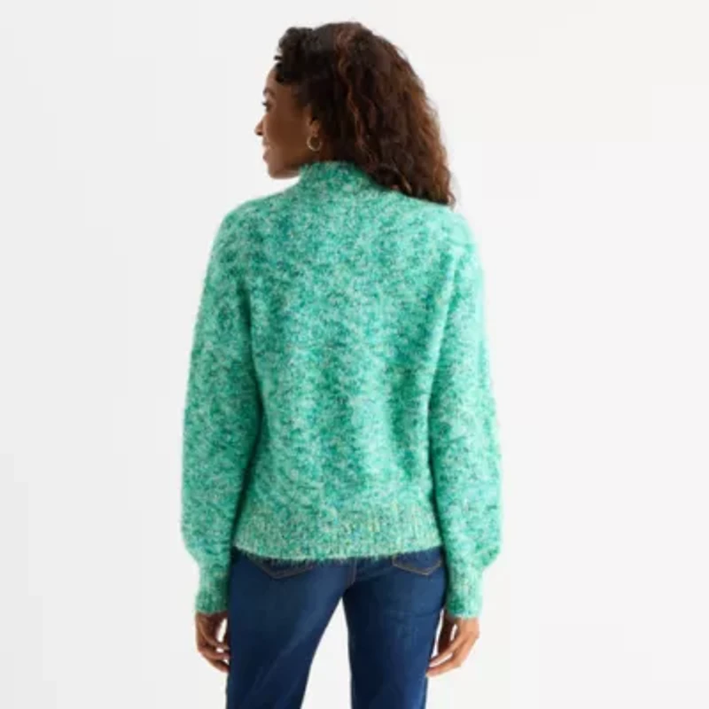 St. John's Bay Womens Mock Neck Long Sleeve Pullover Sweater