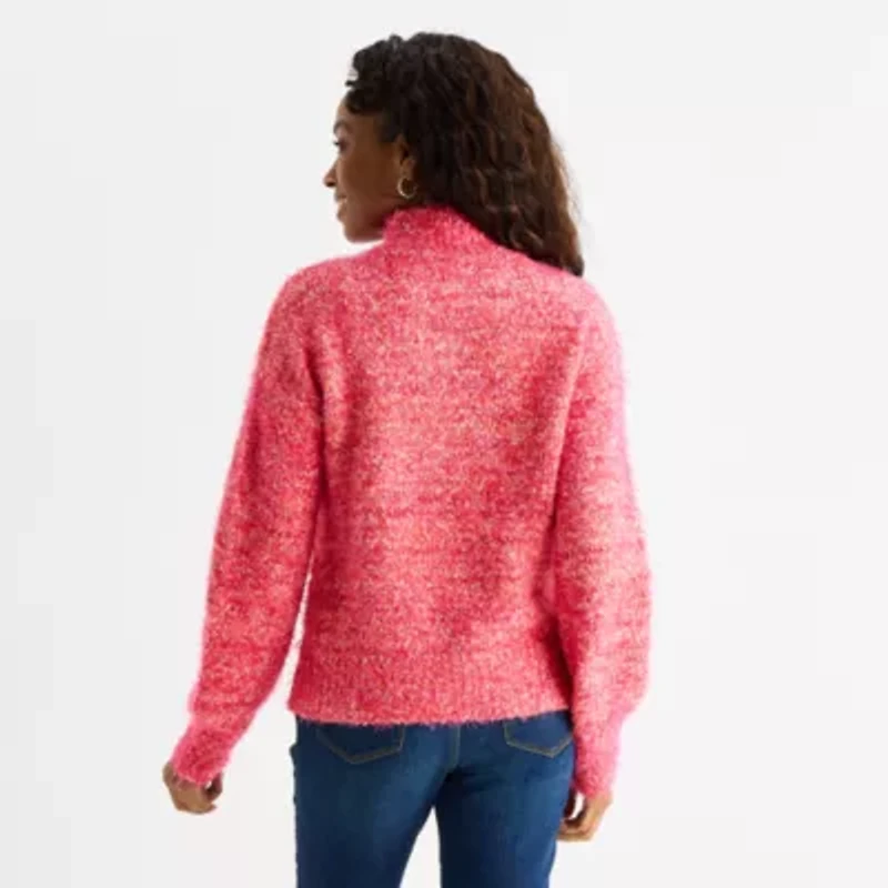 St. John's Bay Womens Mock Neck Long Sleeve Pullover Sweater