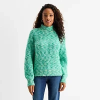 St. John's Bay Womens Mock Neck Long Sleeve Pullover Sweater