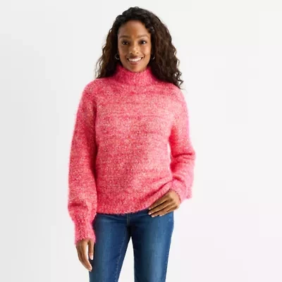 St. John's Bay Womens Mock Neck Long Sleeve Pullover Sweater