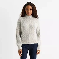 St. John's Bay Womens Mock Neck Long Sleeve Pullover Sweater