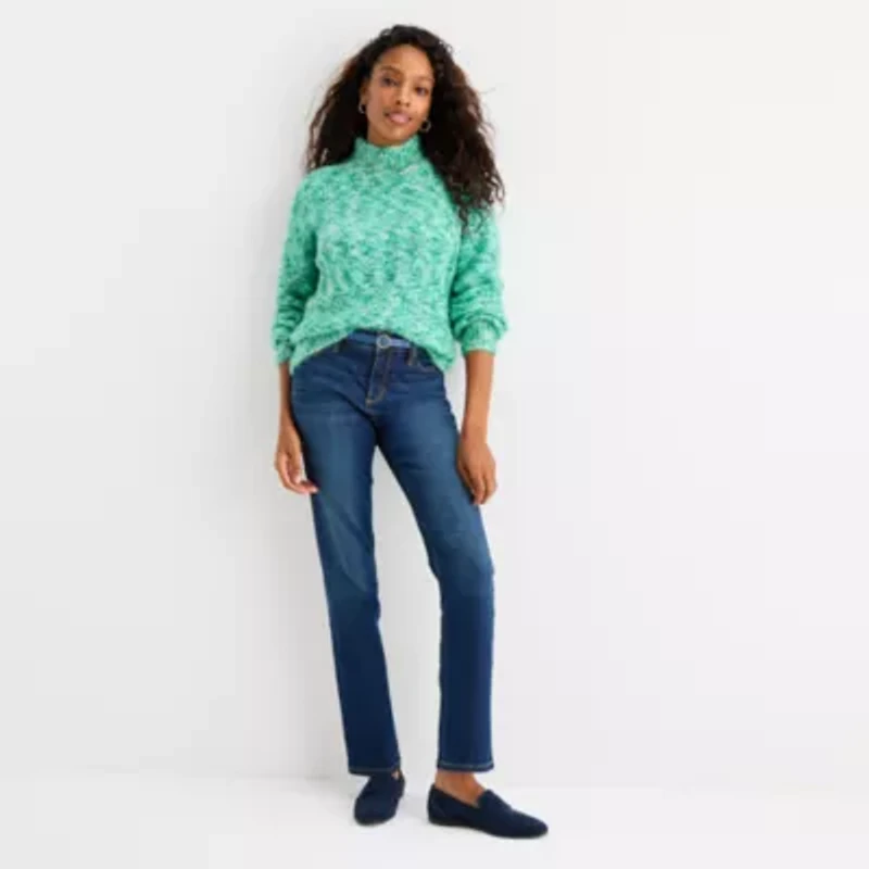 St. John's Bay Womens Mock Neck Long Sleeve Pullover Sweater