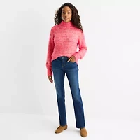 St. John's Bay Womens Mock Neck Long Sleeve Pullover Sweater
