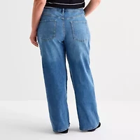 Liz Claiborne Plus Sara Womens High Rise Wide Leg Jean