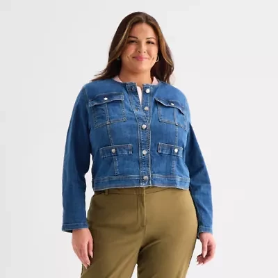 Liz Claiborne Denim Jacket Womens Lightweight Plus