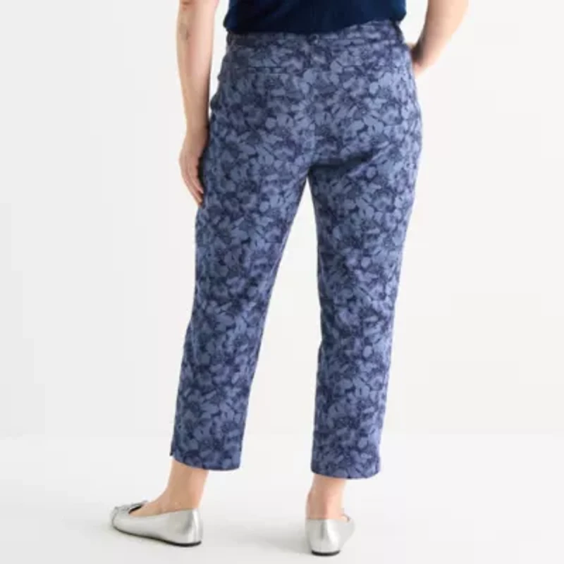 Liz Claiborne Womens Ankle Mid Rise Plus Pull-On Pant