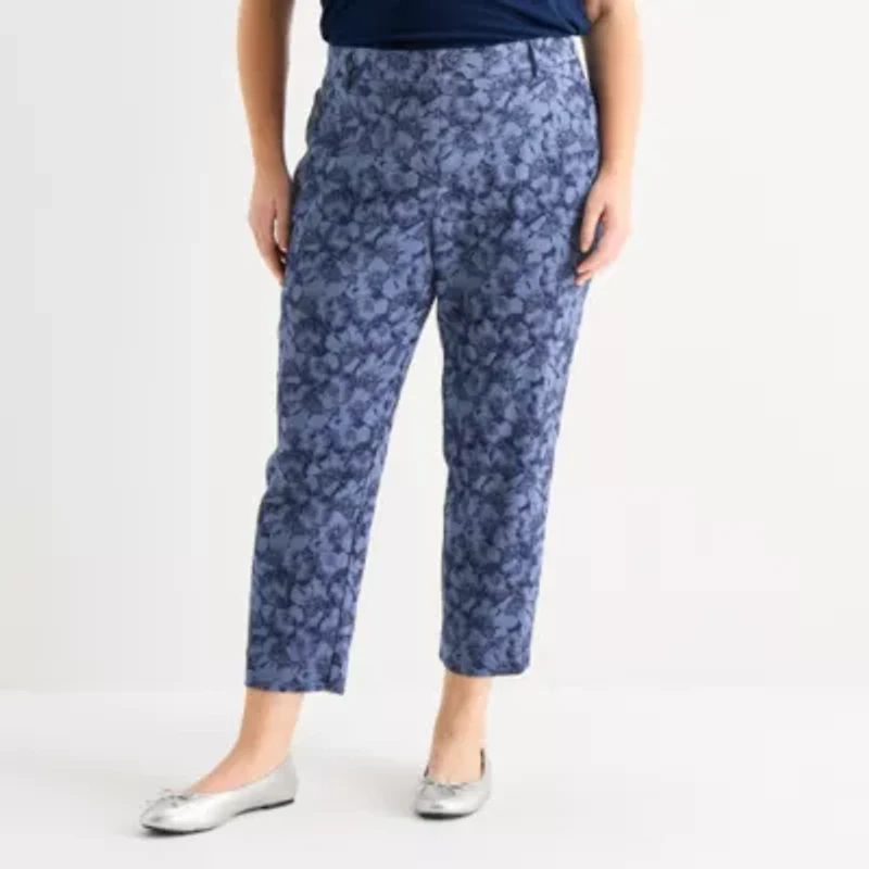 Liz Claiborne Womens Ankle Mid Rise Plus Pull-On Pant