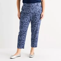 Liz Claiborne Womens Ankle Mid Rise Plus Pull-On Pant