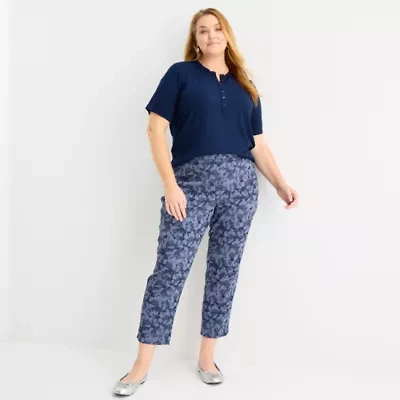 Liz Claiborne Womens Ankle Mid Rise Plus Pull-On Pant