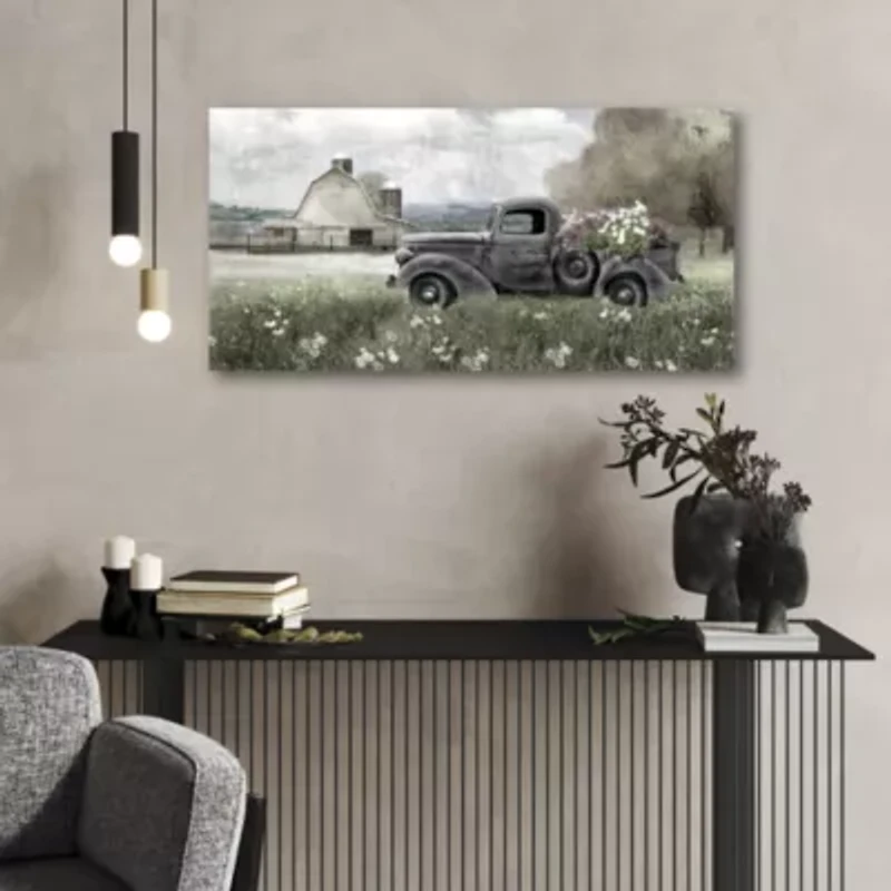 Courtside Market Farm Blue Truck 12x24 Canvas Canvas Art