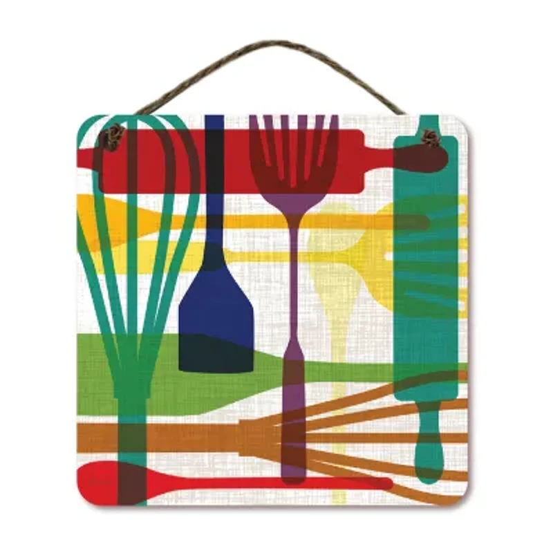 Courtside Market Kitchen I 12x12 Artboard With Twine Wood Wall Art